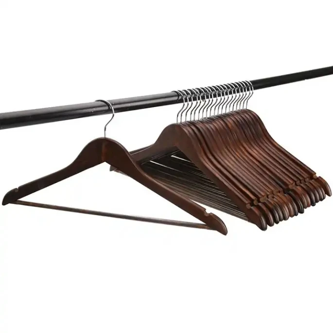 Non-slip pants bar wooden clothes hanger wardrobe non slip wood clothes hangers for garment display