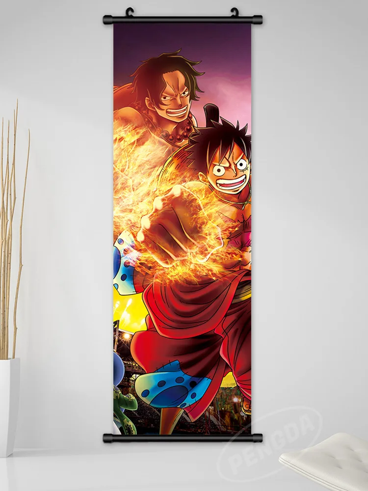 25x75CM Premium quality straw hat pirates art painting cool Luffy One pieces hanging poster