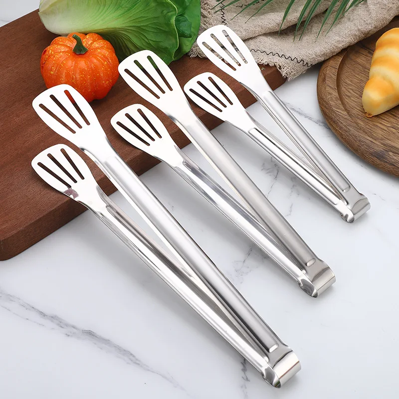 Kitchen Tools Three Line Hollow Food Clip Catering Steak Serving Utensils Metal Stainless Steel Buffet Tongs