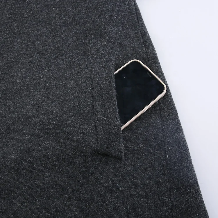 Winter women Ladies Hooded Fox Fur Collar Sleeve Fur Trim Angora Wool Poncho Long Coat Cloak With Fur