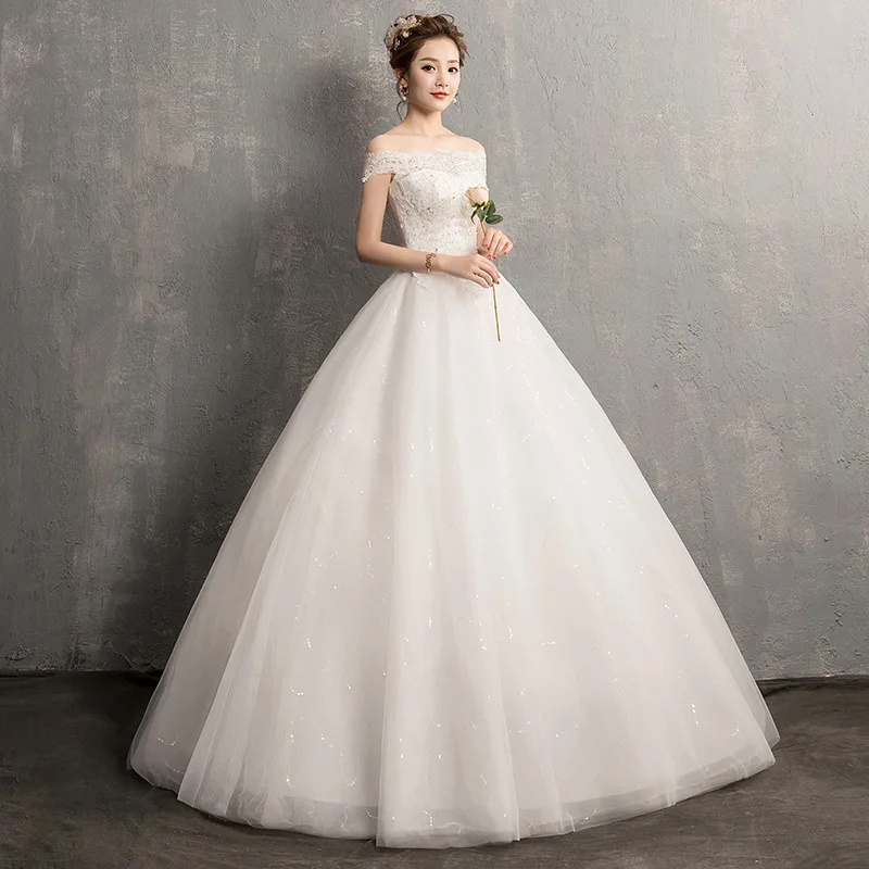 2019 Real Photo Korean Beaded Lace Applique Ball Gowns Wedding Dresses Plus Size Bridal Dress Princess Wedding Gown