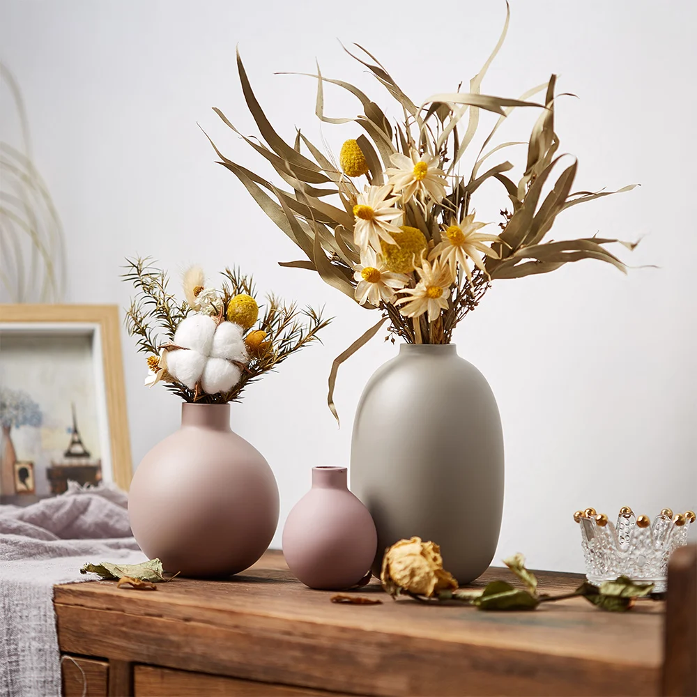 Hot selling wholesale home decoration nordic ceramic round vase