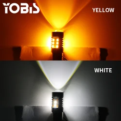 Автомобильная светодиодная лампа поворотного сигнала YOBIS 1157 3157 7443 T20, 12 в постоянного тока, двухцветная, белая, желтая, переключаемая, светодиодная, стоп-сигнал