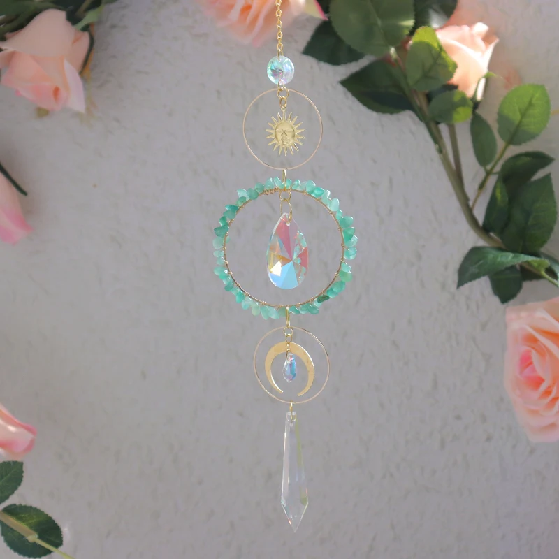 hot sale suncatchers window sun catcher moon sun crystal car hanging   prism  rainbow prism