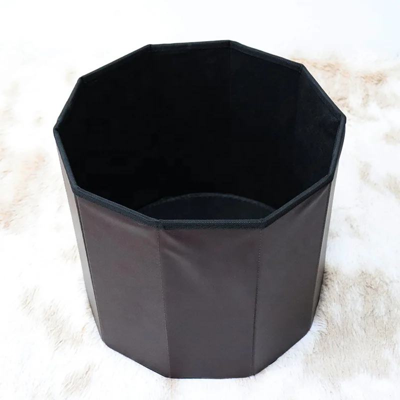 Factory hot sale leather round pouf storage design ottoman stool