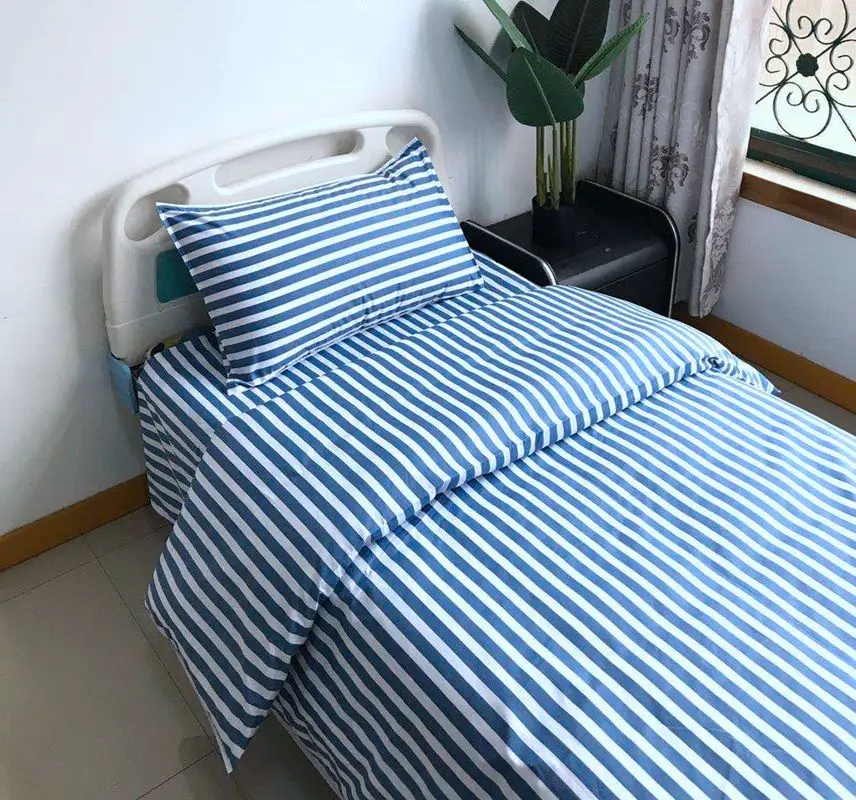 20240916 Free samples on factory price for Cotton Hospital Plain Striped Bedsheet Twin Size Fitted Bed Sheet