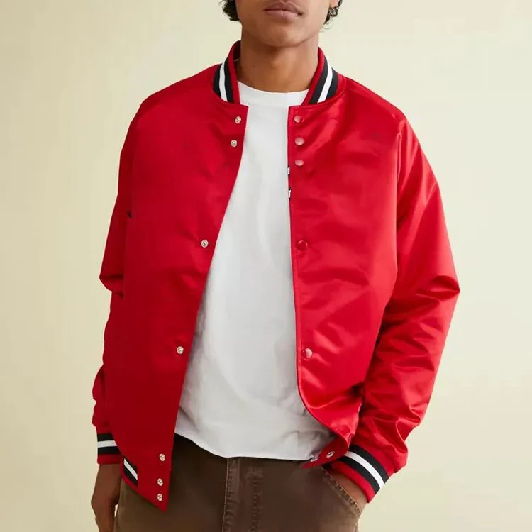 Custom College Pilot Jacket Embroidered Baseball Jacket Reversible Silk Satin Varsity Jacket For Men