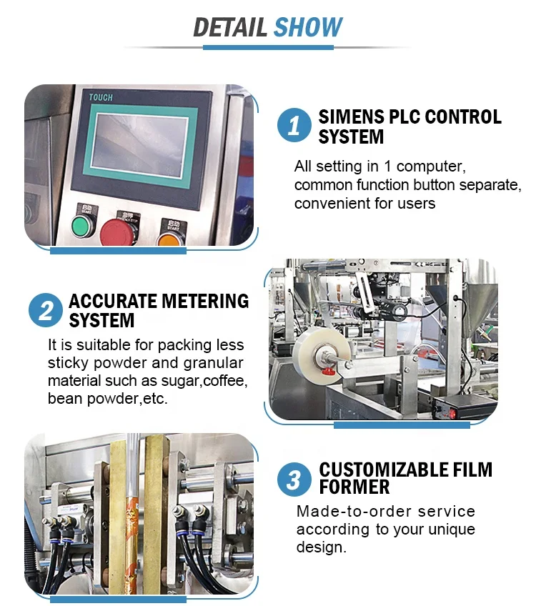 Full Automatic Sugar Stick Bag Reciprocating Envasadora Vertical Packaging Instant Coffee Powder Strip Sachet Filling Machine