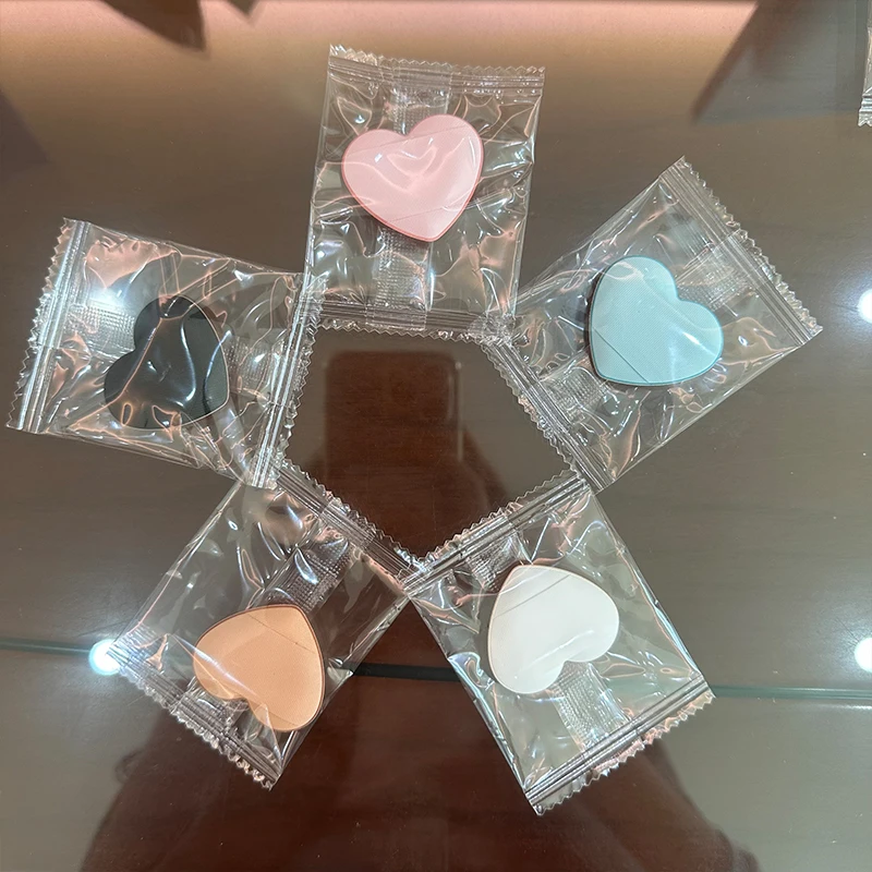 OEM Custom Wholesale Heart Shape Mini Finger Powder Puff Air Cushion Puff Dry&Wet Latex Free Make up Sponge Foam Finger Sponge