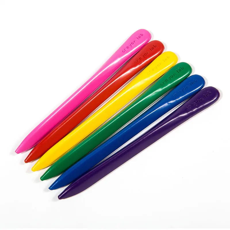 6pcs plastic triangle stick crayons with color box for children colouring