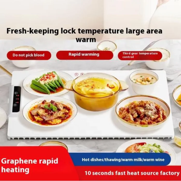Food Warming Mat Fast Heating Silicone Electric Warming Tray Raised Feet Protects Table Roll Up Buffet Hot Plates Heat Pad