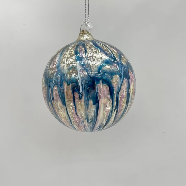 Customized Irregular Texture Glass Christmas Ornaments Christmas Ball Glass Christmas Ornaments