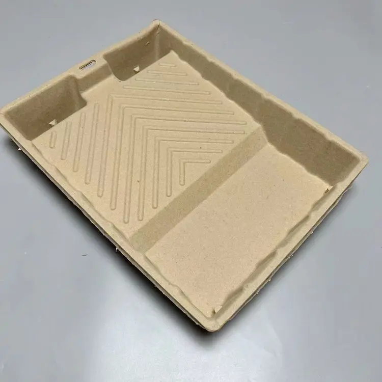 Biodegradable Wholesale custom disposable recycling products paper moulded pulp paint tray for painting roller