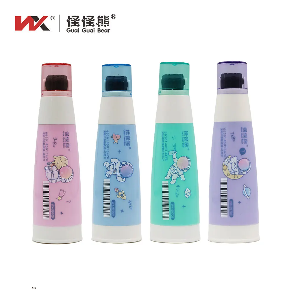 Factory stock fast delivery 3 in 1 multi-function eraser pencil sharpener roller stamp math plastic pieces student