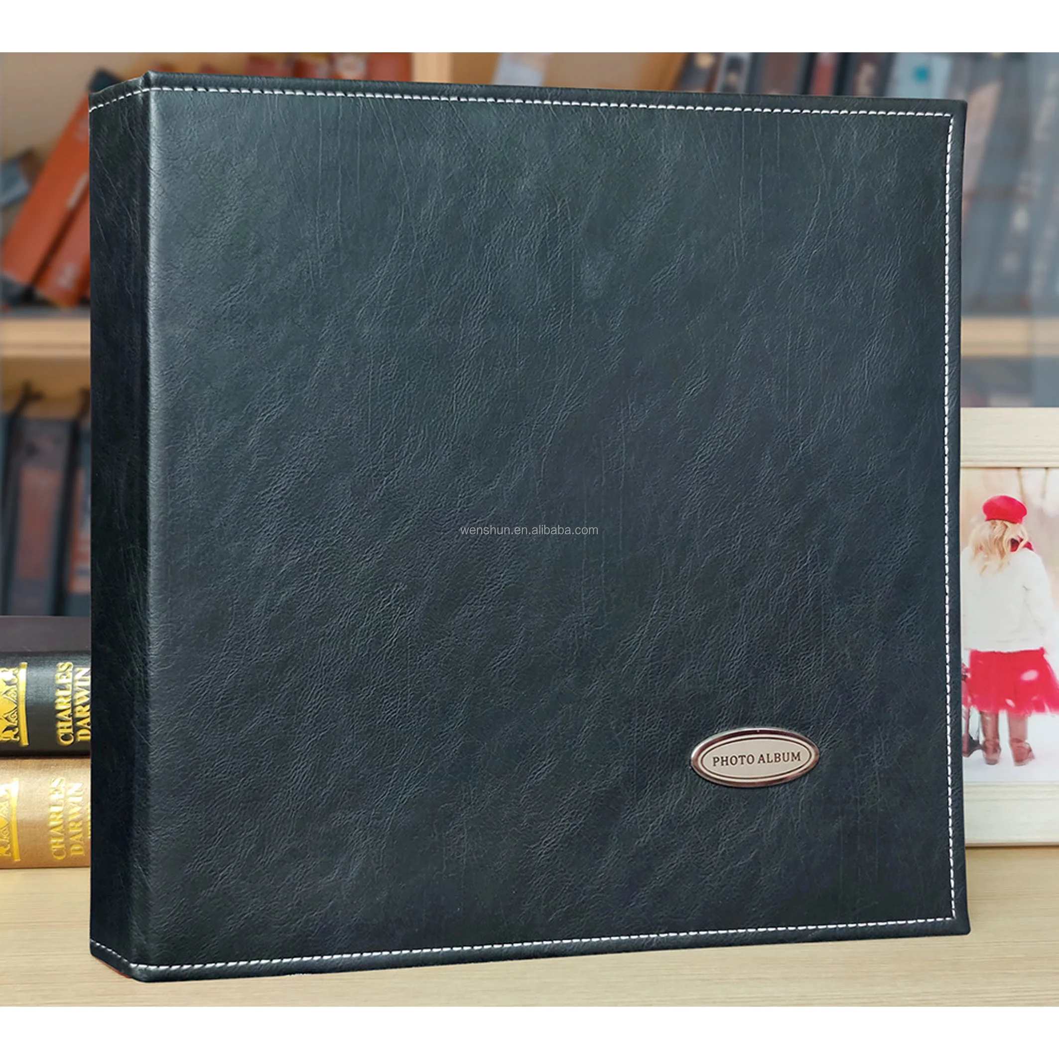 Custom Gift Leather Self Adhesive Slip in Photo Album for 100/200/300 Photos
