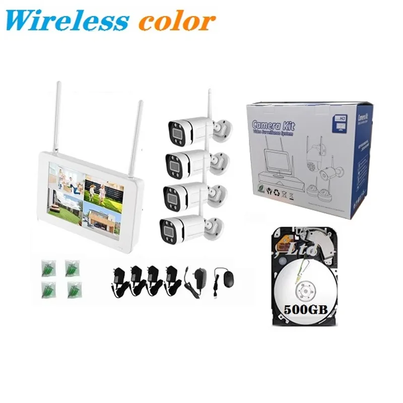 10.1 inch monitor NVR all-in-one security camera with screen 500GB audio wireless CCTV camera system
