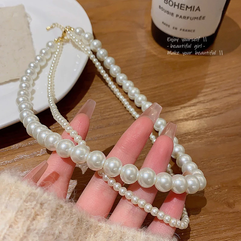 Hot sales in 2023 luxury fashion personalized double layer pearl fine jewelry necklaces