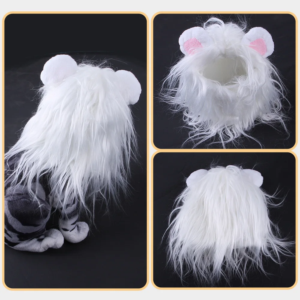 Headdress Wig Hat Pet Dog Cat Headgear Puppy Cat Costume Lion Headgear pet apparel