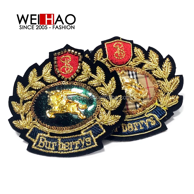 Best Quality Hand Embroidery Blazer Badge Crown embroidered patch for the hat / appliques for clothes / sequin badges