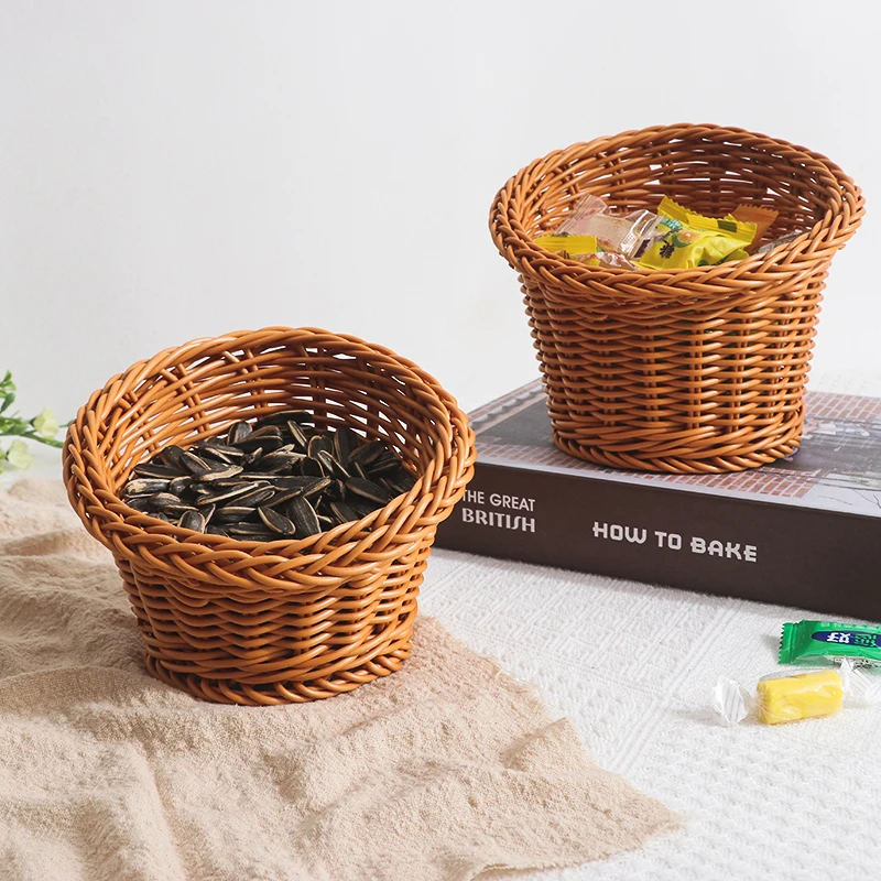 Wholesale garden small baskets plastic rattan bathroom storage basket hanging fruit basket