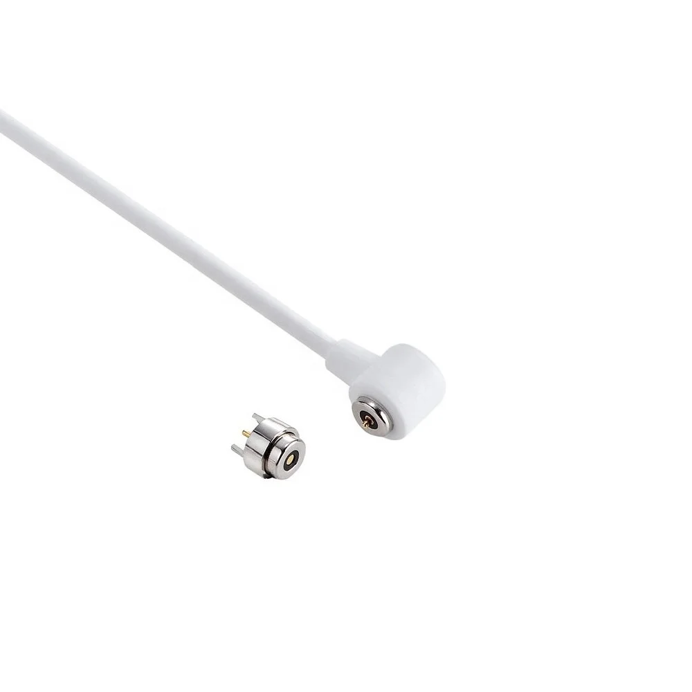 Angled Head Mini Type Circular Shape 4.0mm Diameter Miniature Pogo Pin 2 Pin Connector Wearable Device Magnetic Charging Cable