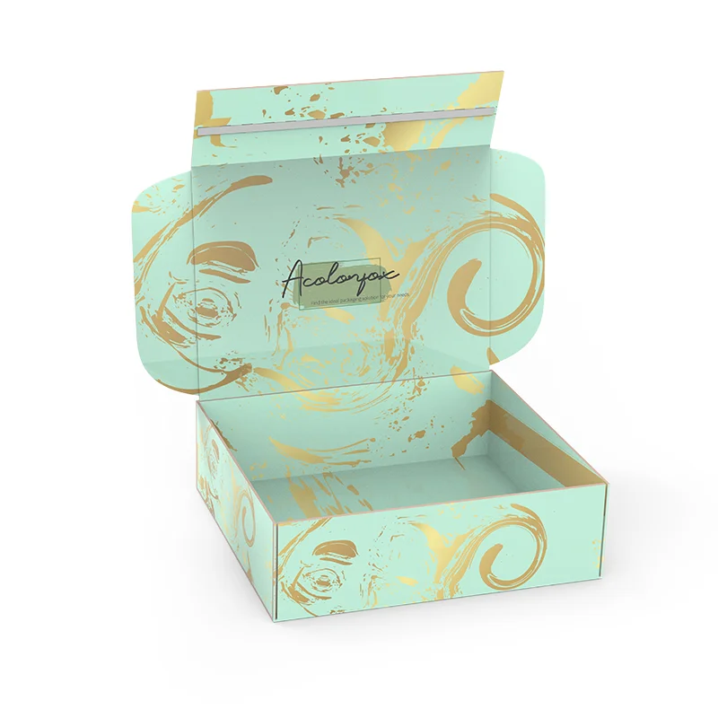 Custom Mint Green Wavy Curve Lines Ripple Pattern East Tearing Open Corrugated 16Oz Tumbler Mailer Boxes