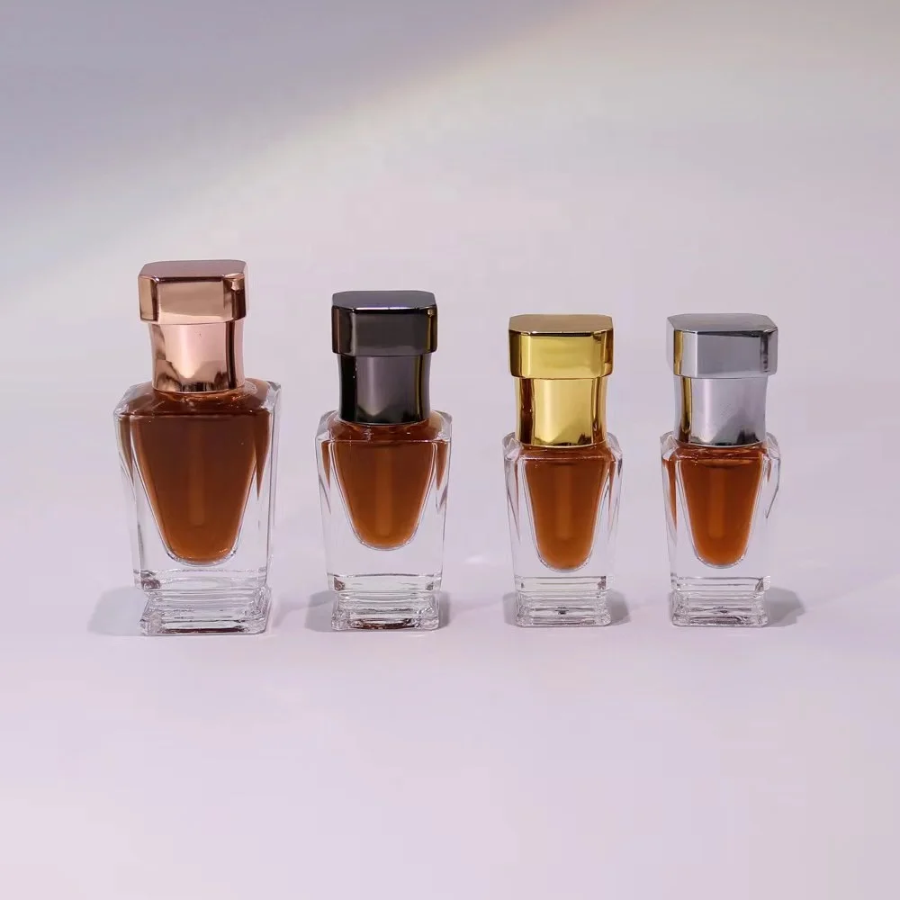 3ml 6ml 12ml Square Attar Bottle Glass Oud Oil Perfume With Zamac Cap and Glass stick