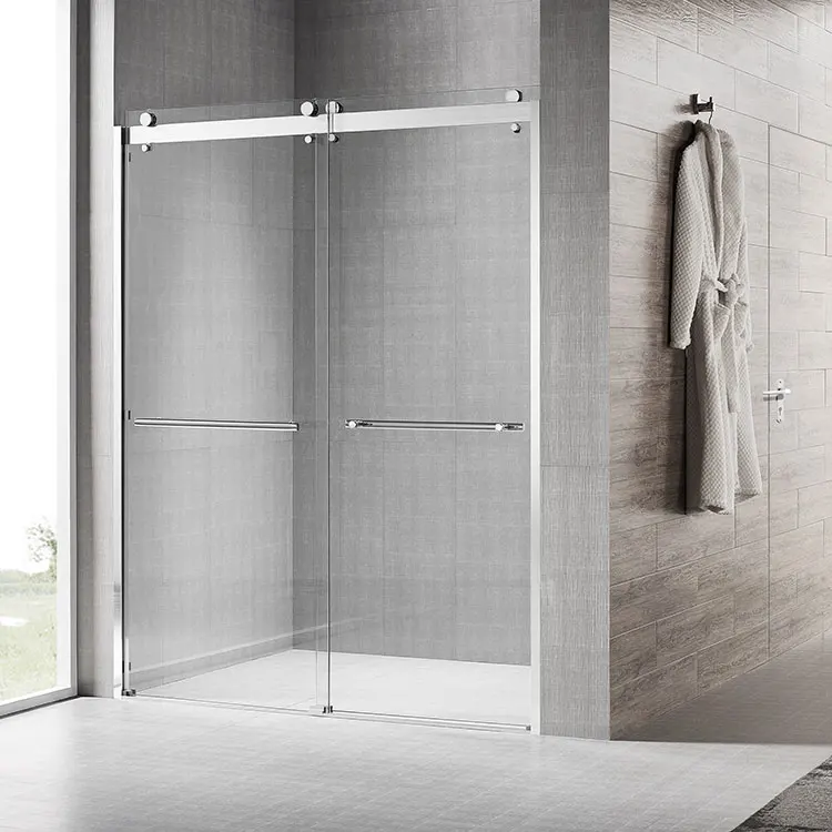 Bathroom Luxury Frameless Enclosure Customize Tempered Glass Bath Double Sliding Shower Doors