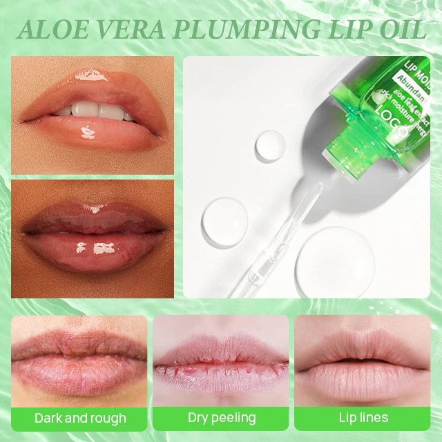 Organic Natural Lightening Lip Lines Repair Moisturizing Glossy Plump Lip Balm Aloe Vera Plumping Essential Lip Oil