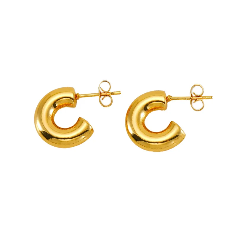 New Horseshoe Buckle C Shaped Earrings Female Geometric Braided Earrings Irregular Titanium Steel Earrings Female
