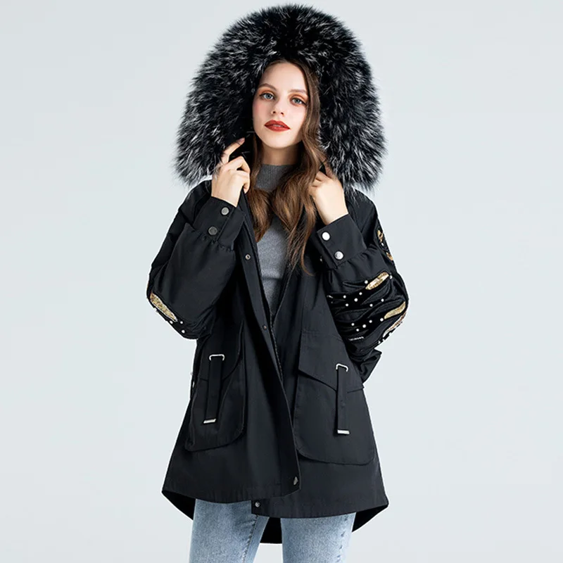 Long Coat with Hhoodies Coatinter Ctrench Coatylon Long Guangdong Casual Women's Clothesrm Womenjackett Winter Knitted Thick