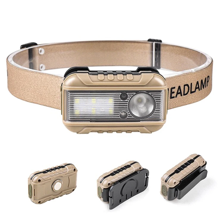 Multi-functional Type-C Charging LED Sensor Headlamp Red and Blue Warning Emergency Lamp with Clip