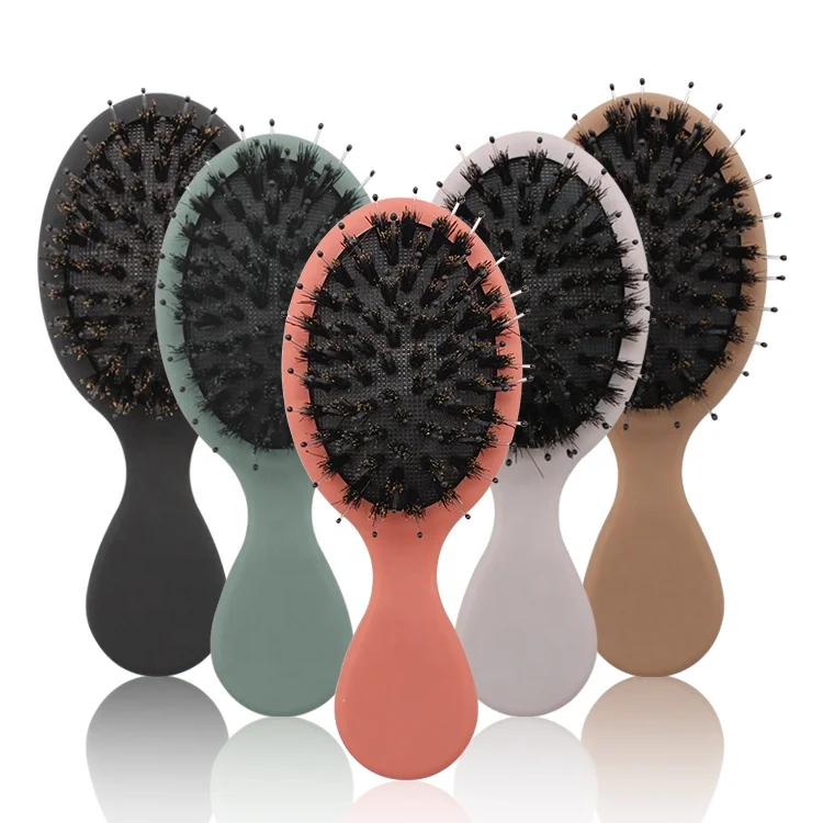 Gloway Pocket Mini Paddle Massage Hairbrush Travel Small Boar Bristle Hair Brush for Thick Curly Thin Long Short Wet or Dry Hair