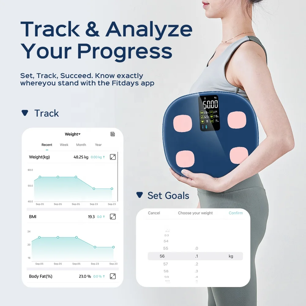 Free OEM Smart Scale Personal Digital Bathroom Scale with Welland New Original Indoor VA Screen Body BMI Heart Rate Scale