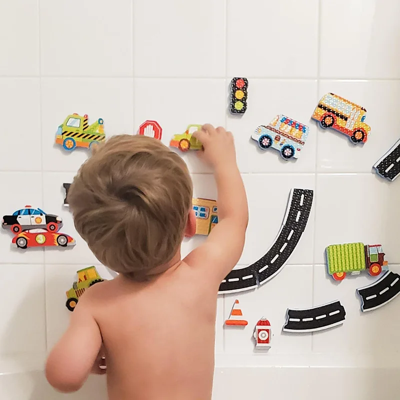 38-Piece EVA Baby Train Bath Wall Stickers Customizable Floating Fun Toy for Splashing in Bath Pool Cartoon Style