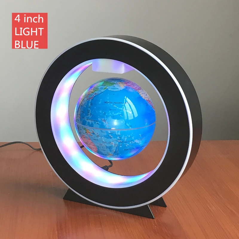 
O Shape Levitation Floating Globe Rotating Magnetic World Map Colorful LED Lamp Gift Decoration Novelty Lighting 
