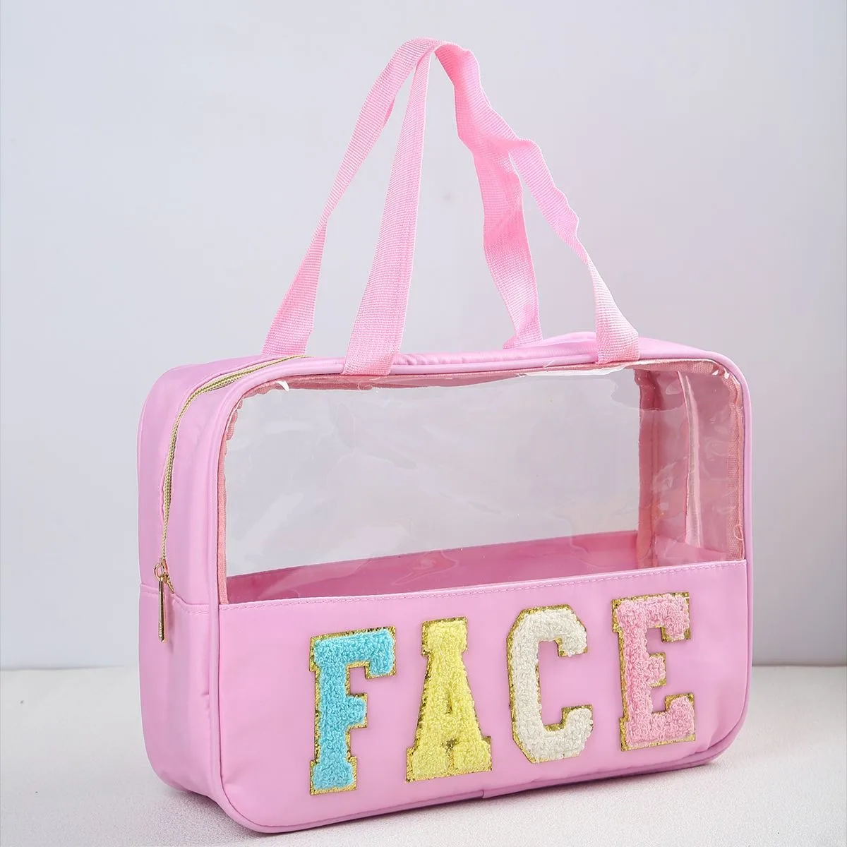 Hot Pink Popular Clear PVC Travel Toiletry Transparent Cosmetic Small Zipper Beauty Make Up Storage Portable Bag For Cosmetics