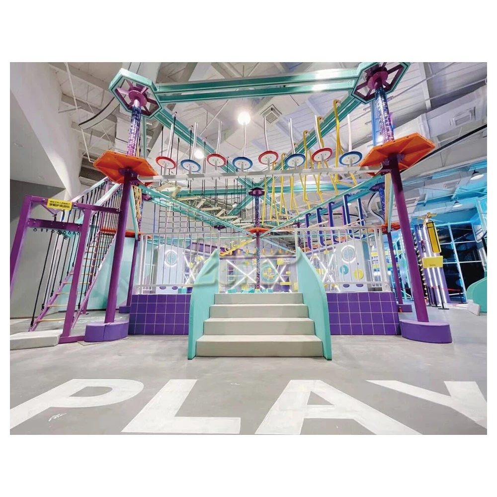 Customized High quality indoor adventure park with ninja warrior course rope course indoor playground for shopping mall