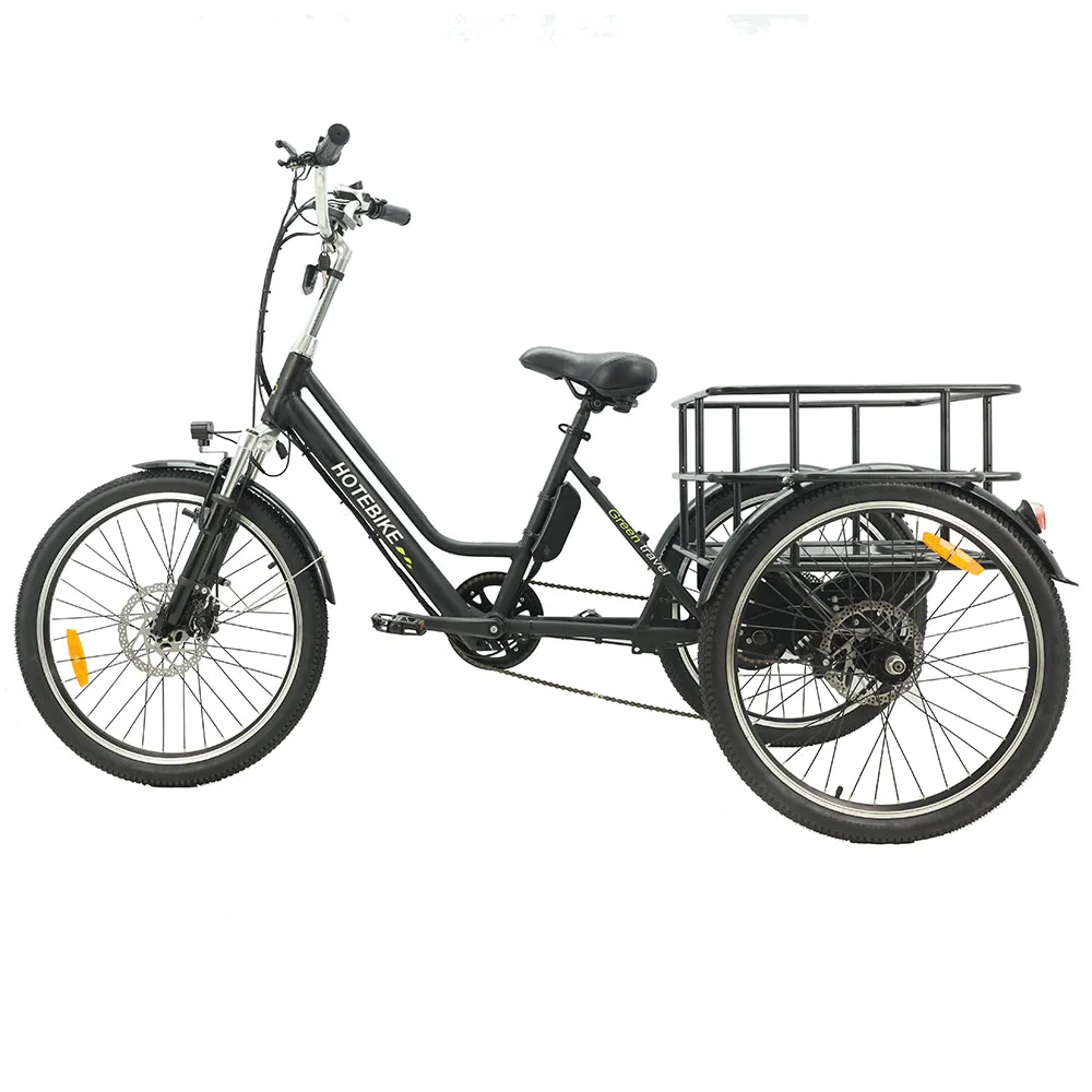 Disc Brake Electric Tricycle 24 Wheel Size Electric Cargo Bike 7 Speed Electric Cargo Tricycle 16AH Battery Electric Trike