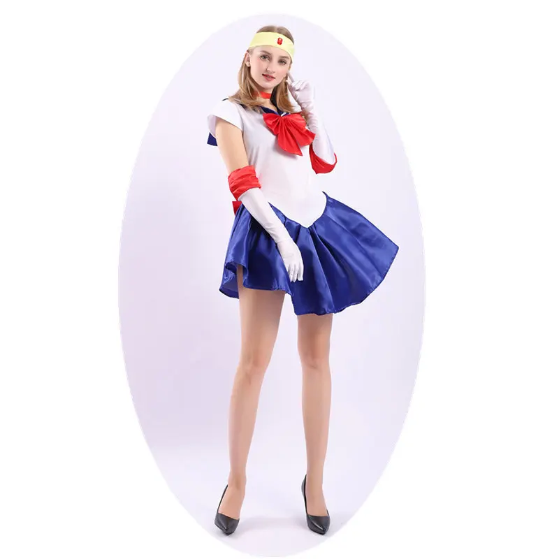 Ladies Sexy Cosplay Sailor Moon Costume Cartoon Movie Cosplay Girl Mercury Moon Mars Dress Halloween Costumes