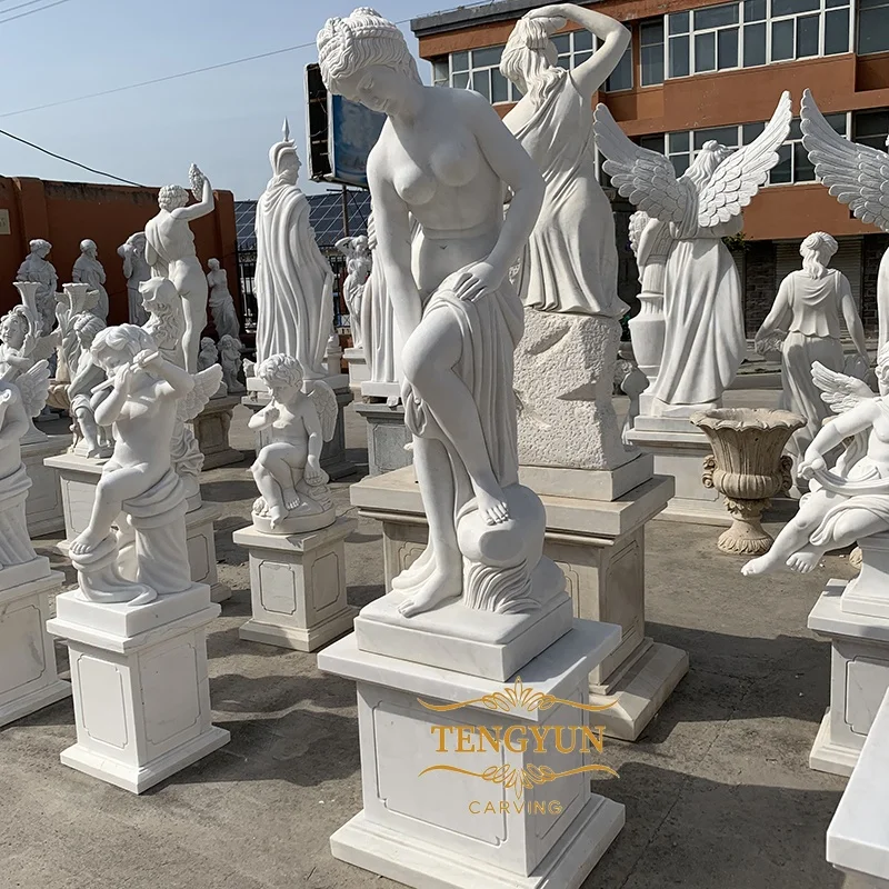 Garden life size marble sculpture nude sexy woman white marble erotic statue