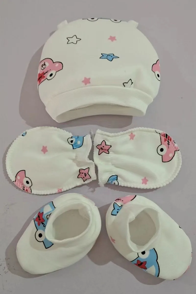 Newborn Baby No Scratch Mittens and Socks Sets Multicolor Gloves Baby Hats Ankle Socks Set for Baby Girl Boys