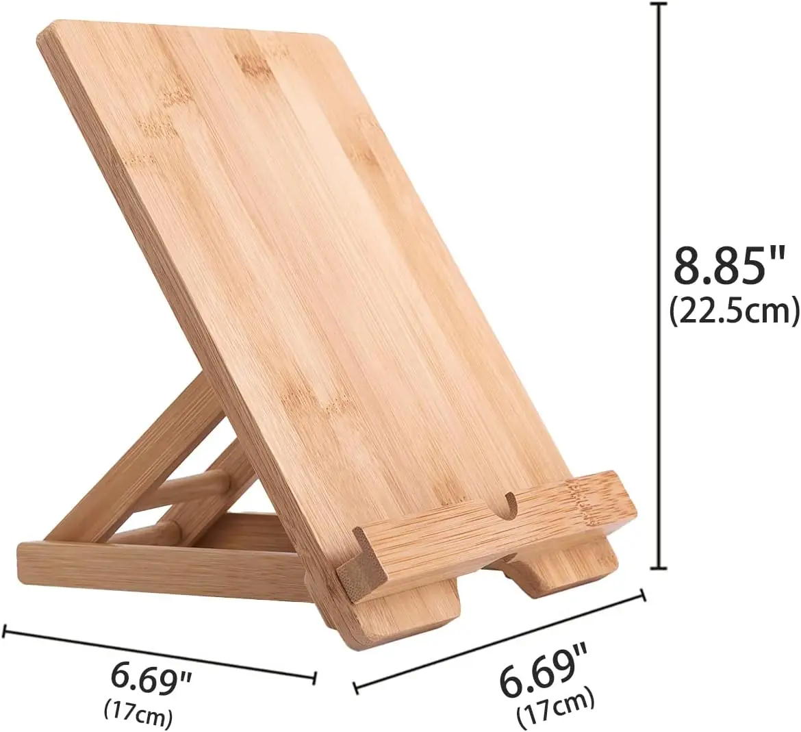 Bamboo wood adjustable foldable desktop phone tablet pc stand holder
