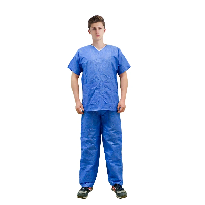 Hospital disposable gown Non Woven Doctors Disposable Scrub Uniform Suit Set Top And Pants Medical Nurse Scrub Suit