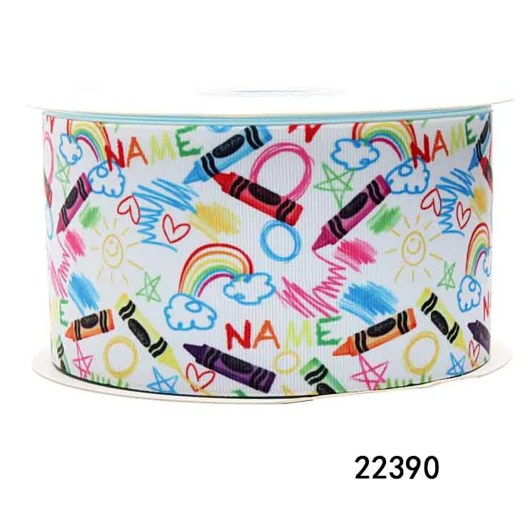 Wholesale Custom School Theme Printer Ribbons Rolls Back To School Grosgrain Ribbons For Hair Bow Craft Deco