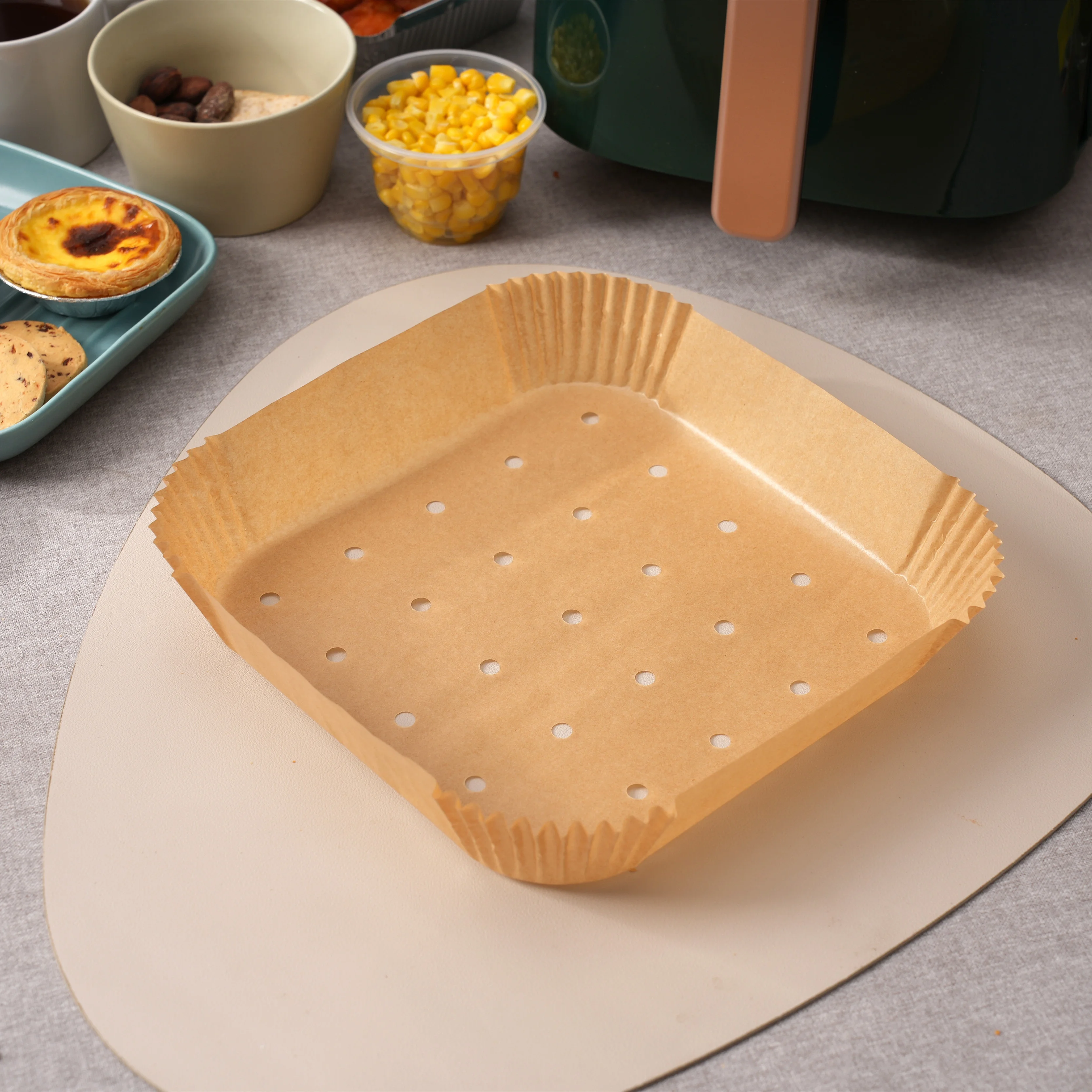 air fryer paper liners disposable, 100pcs non-stic o9 o-nine 100pcs air fryer disposable paper liner,