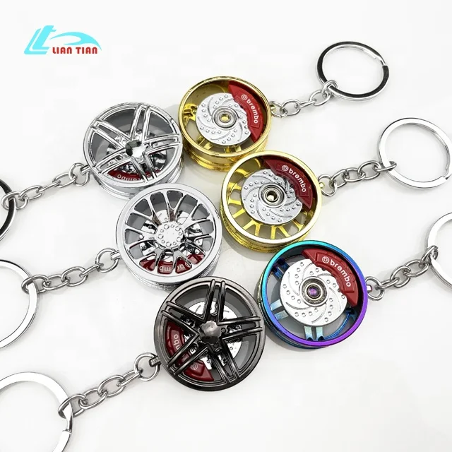  Creative car tire keychain fans modified with brake pad wheel key