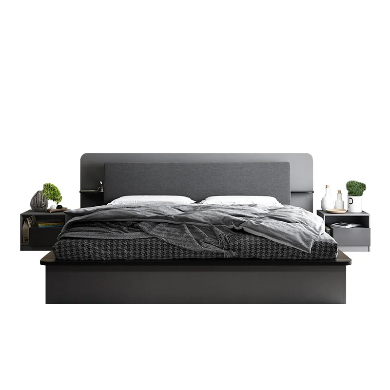 Modern Simple Japanese Low Bed Storage Tatami Bed With Usb Charging Port For Bedroom Furniture