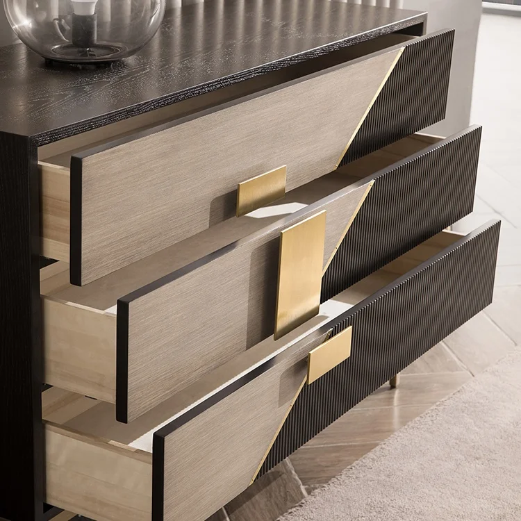 Grey black color wooden console table modern console table with 3 drawers