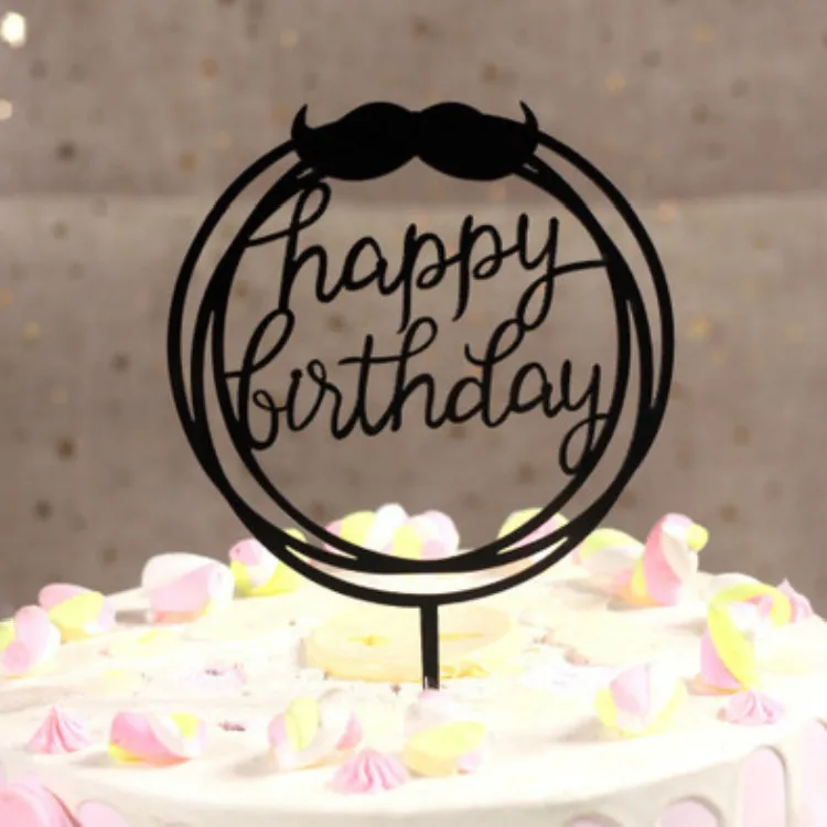 Hot Selling Round Shape Personalized Wedding Happy Birthday Acrylic Cake Topper Baby Shower Cupcake Topper